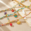 Wholesale Colorful Plastic Faceted Beaded Chain Rope Chain Electroplated Stainless Steel Cartoon Animals Zodiac Pendant Bracelet For Women