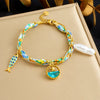Wholesale Colorful Plastic Faceted Beaded Chain Rope Chain Electroplated Stainless Steel Cartoon Animals Zodiac Pendant Bracelet For Women