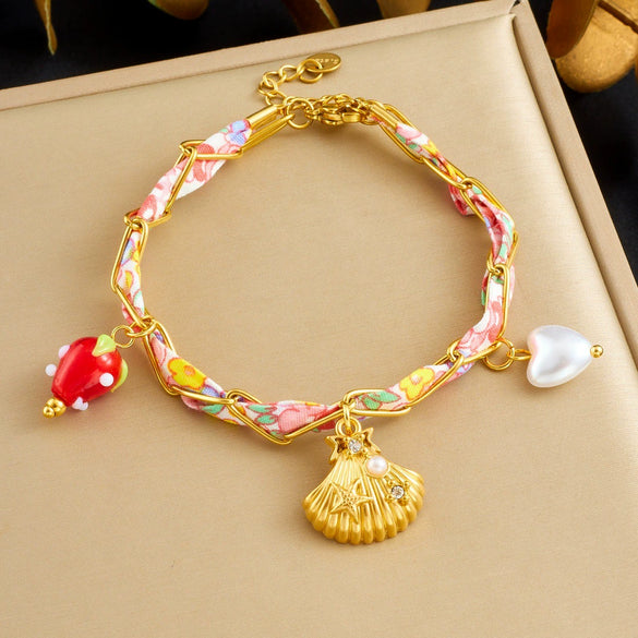 Wholesale Colorful Plastic Faceted Beaded Chain Rope Chain Electroplated Stainless Steel Cartoon Animals Zodiac Pendant Bracelet For Women