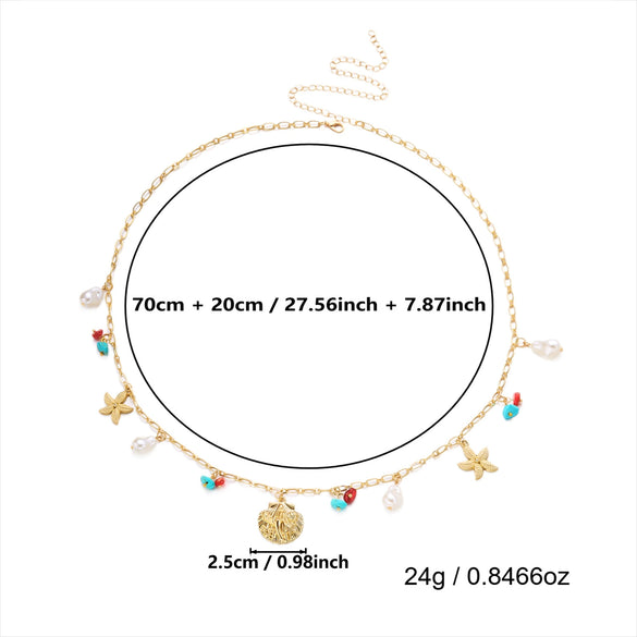 Wholesale Colorful Shell And Starfish Pendant Body Chain For Women Made Of Zinc Alloy