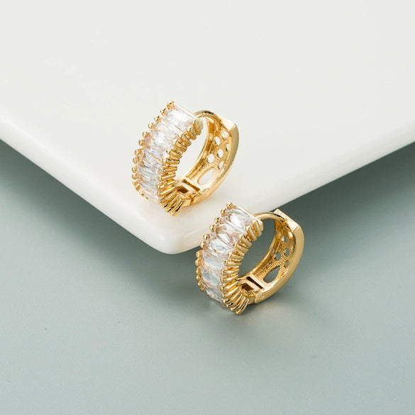 Wholesale Colorful Zircon Earrings For Women Brass Plated Alloy U Shaped