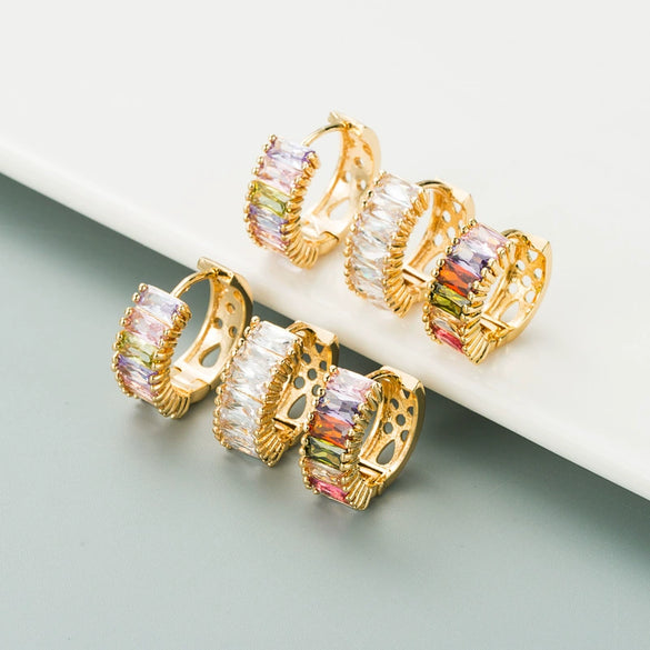 Wholesale Colorful Zircon Earrings For Women Brass Plated Alloy U Shaped
