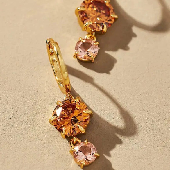 Wholesale Colorful Zircon Geometric Style Electroplated Stainless Steel Unisex Earrings
