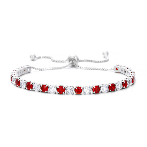 Wholesale Colorful Zircon Inlaid Copper Geometric Style Tennis Bracelet Set With White Golden Plated Finish