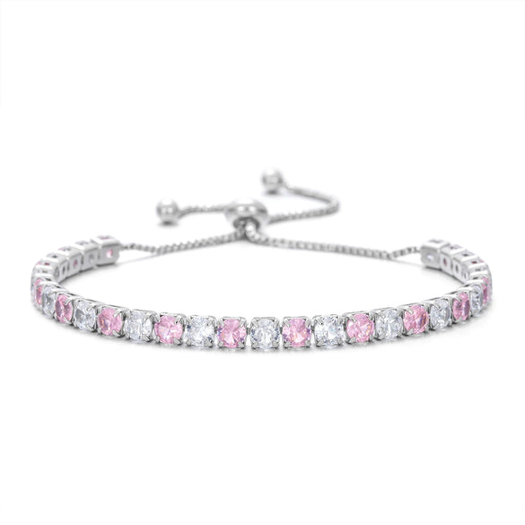 Wholesale Colorful Zircon Inlaid Copper Geometric Style Tennis Bracelet Set With White Golden Plated Finish