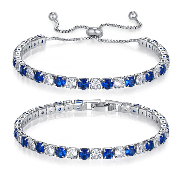 Wholesale Colorful Zircon Inlaid Copper Geometric Style Tennis Bracelet Set With White Golden Plated Finish