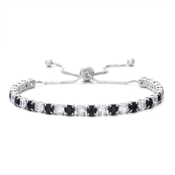 Wholesale Colorful Zircon Inlaid Copper Geometric Style Tennis Bracelet Set With White Golden Plated Finish