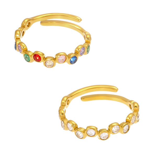Wholesale Colorful Zircon Open Ring Titanium Steel Geometric Electroplated Hand Jewelry For Women