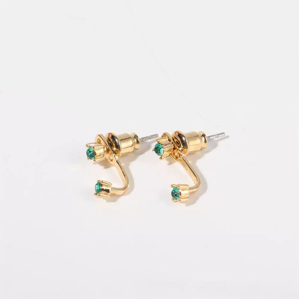 Wholesale Colorpreserving Retro Geometric Ushaped Copper Electroplated Birthstone Earrings For Women