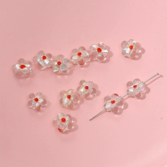 Wholesale Coloured Glaze Flower Beads Handpainted Diy Jewelry Accessories