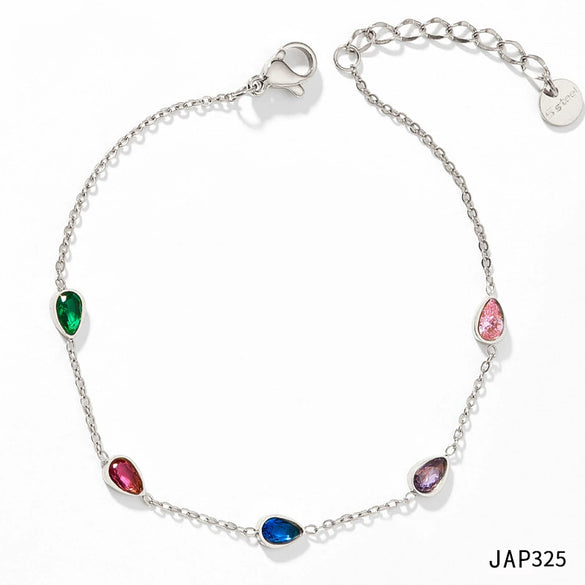 Wholesale Combination Set Of Bracelet Anklet And Necklace In Stainless Steel With Water Drops And Love Pattern Electroplated For Women Retaining Color And Set With Zircon