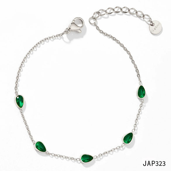 Wholesale Combination Set Of Bracelet Anklet And Necklace In Stainless Steel With Water Drops And Love Pattern Electroplated For Women Retaining Color And Set With Zircon
