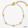 Wholesale Combination Set Of Bracelet Anklet And Necklace In Stainless Steel With Water Drops And Love Pattern Electroplated For Women Retaining Color And Set With Zircon