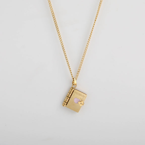 Wholesale Commemorative Photo Box Pendant Necklace Titanium Steel 18K Gold Plated Geometric Style