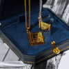 Wholesale Commemorative Photo Box Pendant Necklace Titanium Steel 18K Gold Plated Geometric Style