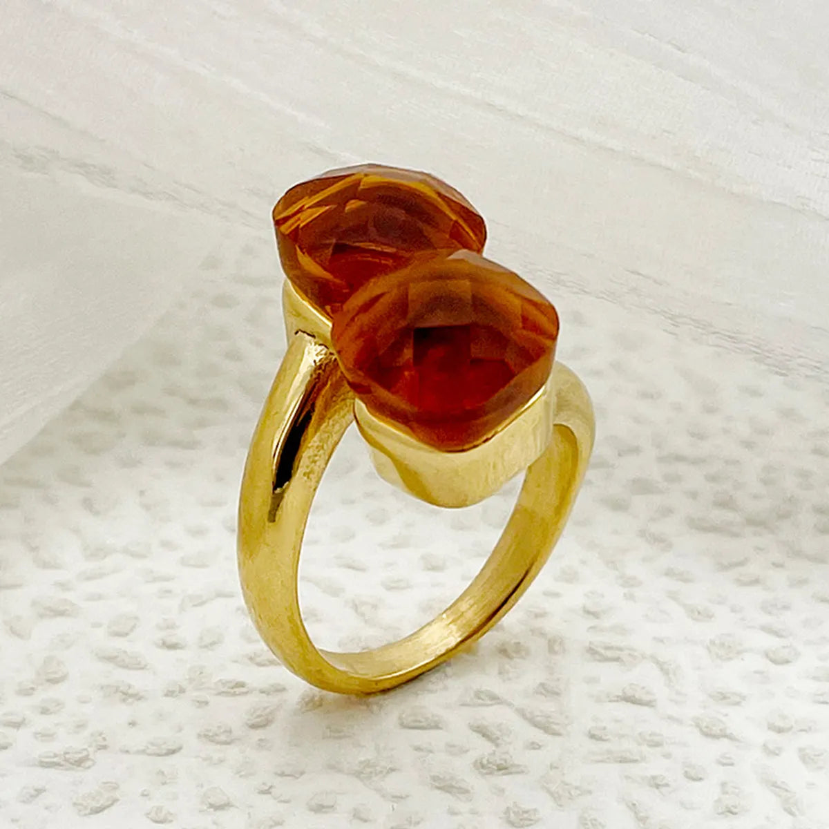 304 Stainless Steel Gold Plated Commute Plating Geometric Natural Stone Rings