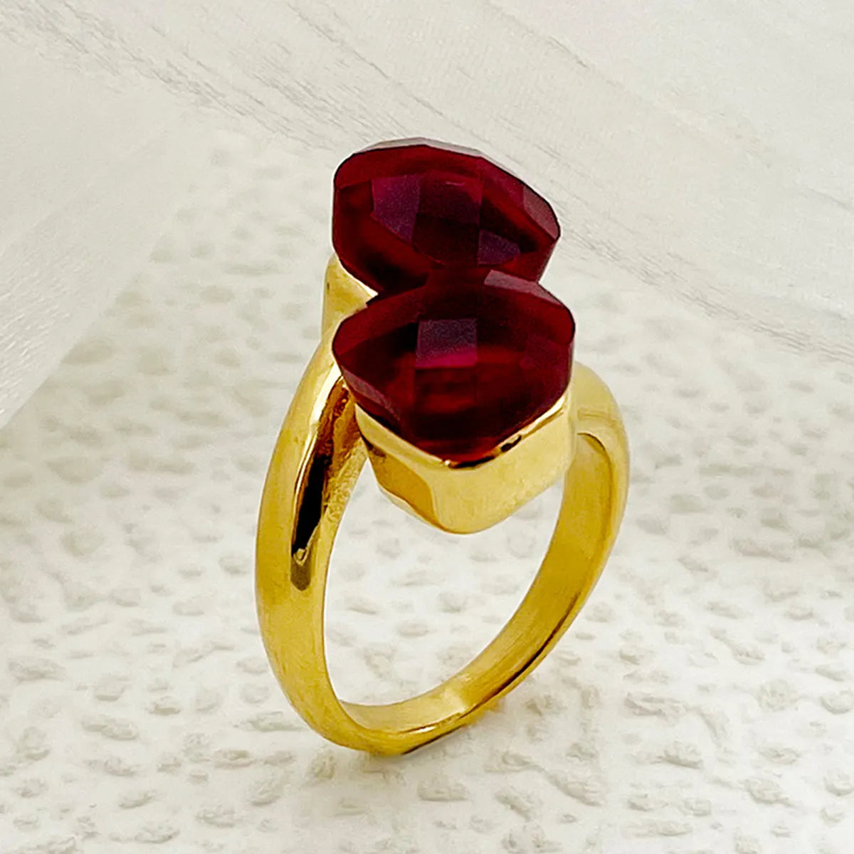 304 Stainless Steel Gold Plated Commute Plating Geometric Natural Stone Rings