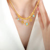 Wholesale Commuter Jewelry Set Titanium Steel Bracelet And Necklace With Turquoise Small Sun Tree Pendant Electroplated Stars Sun And Moon Clouds Universe Pattern