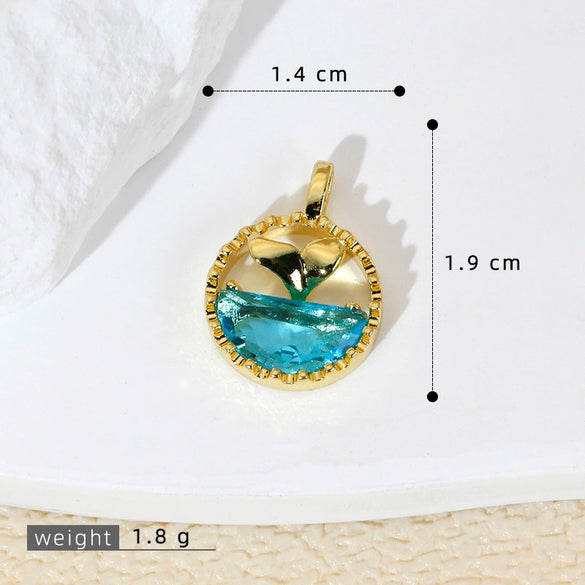 Wholesale Commuter Pendant Necklace Copper Gold Plated Animal Zodiac Micropaved Dolphin Single Pendant With Micro Zircon