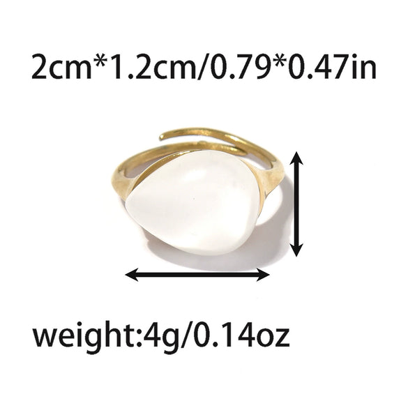 Wholesale Commuter Stainless Steel Geometric Electroplated Moonstone Ring With Water Drop And Oval Shape