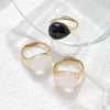 Wholesale Commuter Stainless Steel Geometric Electroplated Moonstone Ring With Water Drop And Oval Shape