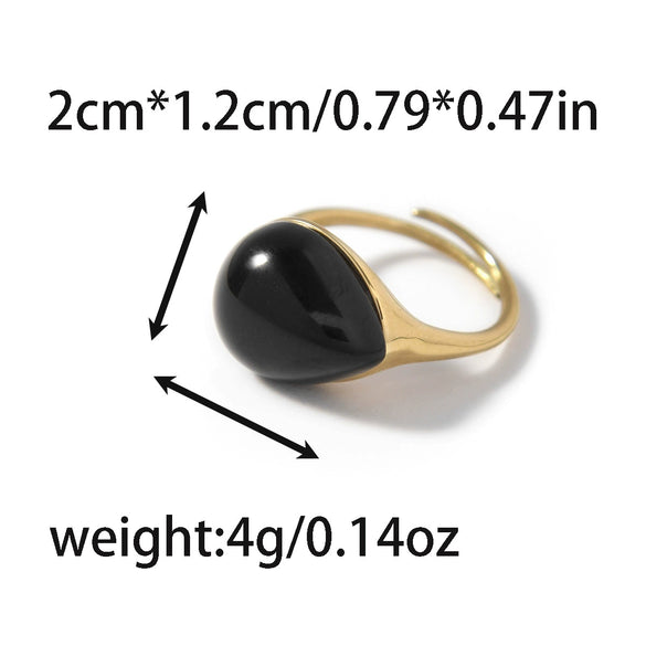 Wholesale Commuter Stainless Steel Geometric Electroplated Moonstone Ring With Water Drop And Oval Shape