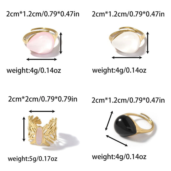 Wholesale Commuter Stainless Steel Geometric Electroplated Moonstone Ring With Water Drop And Oval Shape