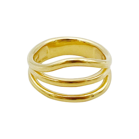 Wholesale Commuter Three Layer Ring Stainless Steel Geometric Electroplated