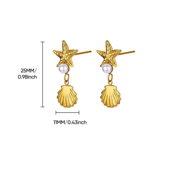 Wholesale Conch Shell And Starfish Earrings Stainless Steel Copper Gold Geometric Electroplated Unisex