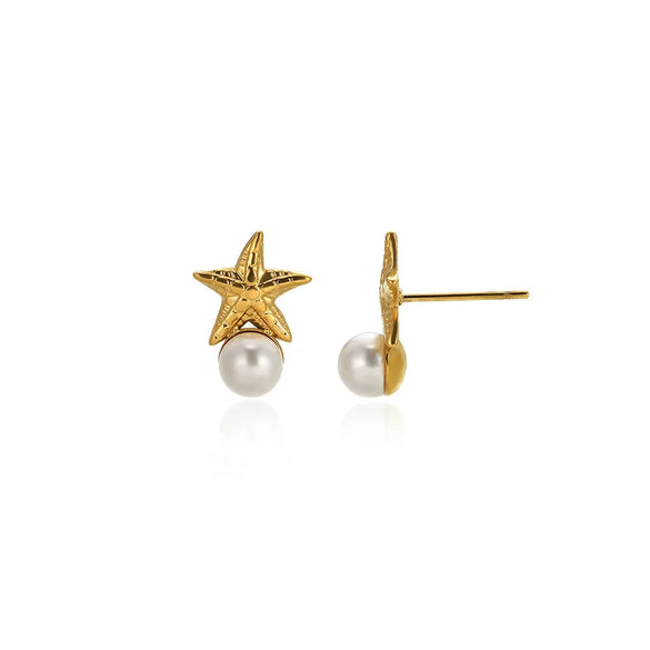 Wholesale Conch Shell And Starfish Earrings Stainless Steel Copper Gold Geometric Electroplated Unisex