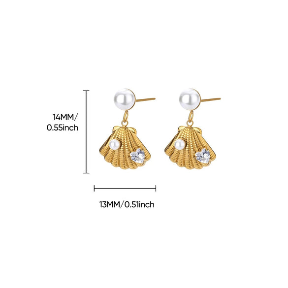 Wholesale Conch Shell And Starfish Earrings Stainless Steel Copper Gold Geometric Electroplated Unisex