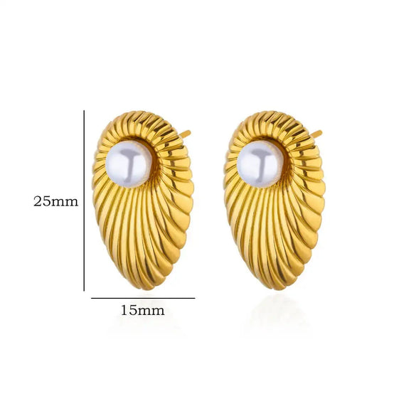 Wholesale Conch Shell And Starfish Earrings Stainless Steel Copper Gold Geometric Electroplated Unisex