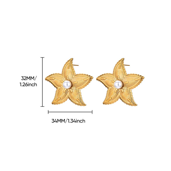 Wholesale Conch Shell And Starfish Earrings Stainless Steel Copper Gold Geometric Electroplated Unisex
