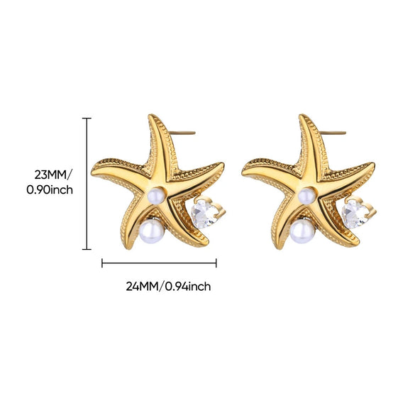 Wholesale Conch Shell And Starfish Earrings Stainless Steel Copper Gold Geometric Electroplated Unisex