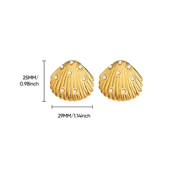 Wholesale Conch Shell And Starfish Earrings Stainless Steel Copper Gold Geometric Electroplated Unisex