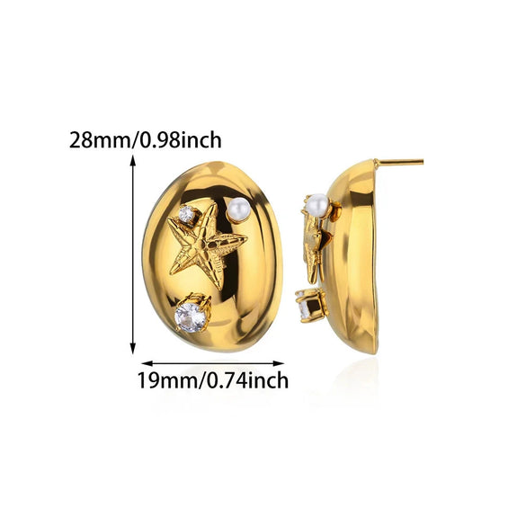 Wholesale Conch Shell And Starfish Earrings Stainless Steel Copper Gold Geometric Electroplated Unisex