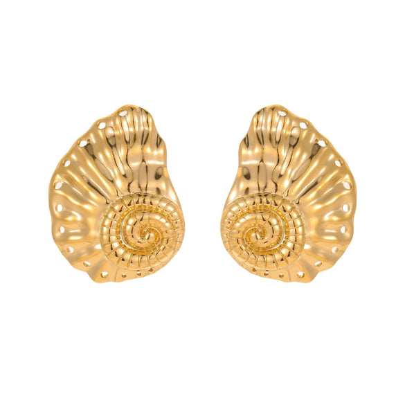 Wholesale Conch Stainless Steel Earrings With Geometric Design And Electroplating Fashion Style