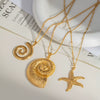 Wholesale Conch Starfish Pendant Necklace In Stainless Steel With Pvd Furnace Vacuum Real Gold Plating For Women Simple And Fashionable O Word Chain
