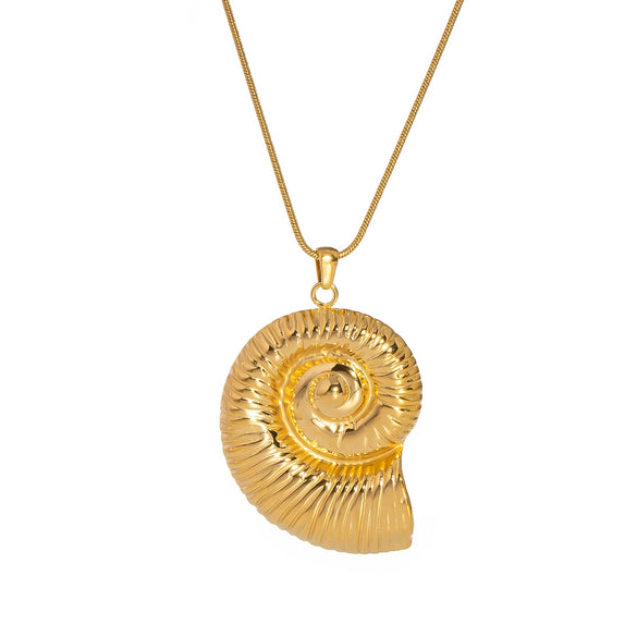 Wholesale Conch Starfish Pendant Necklace In Stainless Steel With Pvd Furnace Vacuum Real Gold Plating For Women Simple And Fashionable O Word Chain