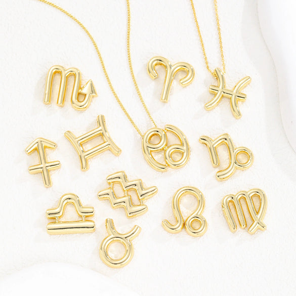 Wholesale Constellation Fashion Pendant Necklace Brass Copper Bead Chain Electroplating For Women