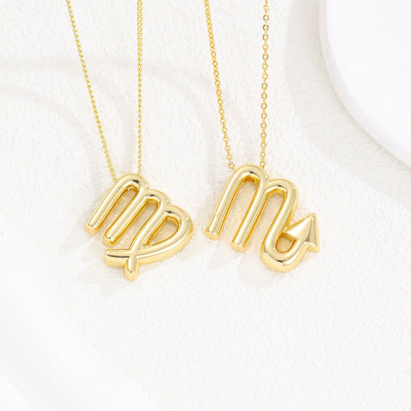 Wholesale Constellation Fashion Pendant Necklace Brass Copper Bead Chain Electroplating For Women