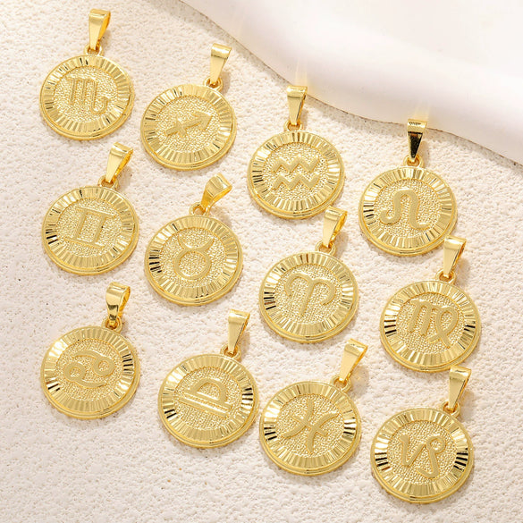 Wholesale Constellation Pendant Necklace Copper Real Gold Plated Jewelry Accessories