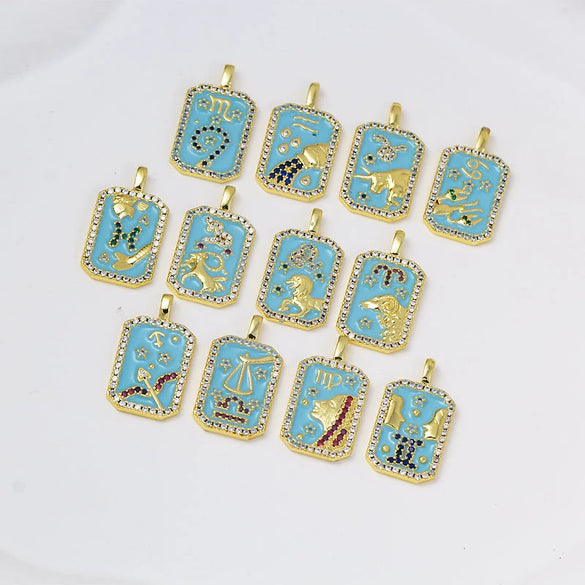 Wholesale Constellation Pendant Necklace Oildrip Copper O Word Chain Jewelry