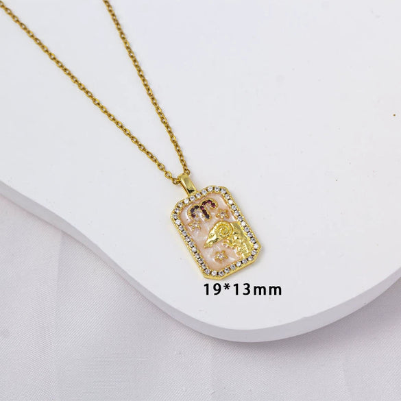 Wholesale Constellation Pendant Necklace Oildrip Copper O Word Chain Jewelry