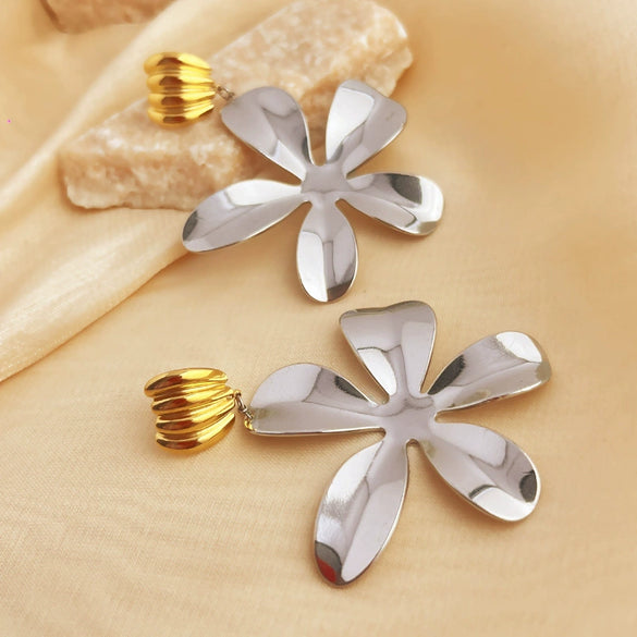 Wholesale Contrast Color Ring Stainless Steel Heart Shape Electroplated Earrings Necklace