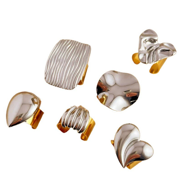 Wholesale Contrast Color Ring Stainless Steel Heart Shape Electroplated Earrings Necklace