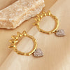 Wholesale Contrast Color Ring Stainless Steel Heart Shape Electroplated Earrings Necklace