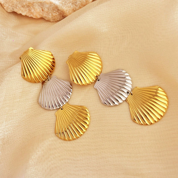 Wholesale Contrast Color Ring Stainless Steel Heart Shape Electroplated Earrings Necklace