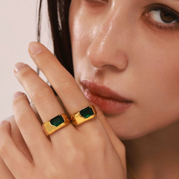 Wholesale Cool Personality Zircon Opening Ring Stainless Steel Geometric Pvd Electroplated For Women