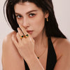 Wholesale Cool Personality Zircon Opening Ring Stainless Steel Geometric Pvd Electroplated For Women